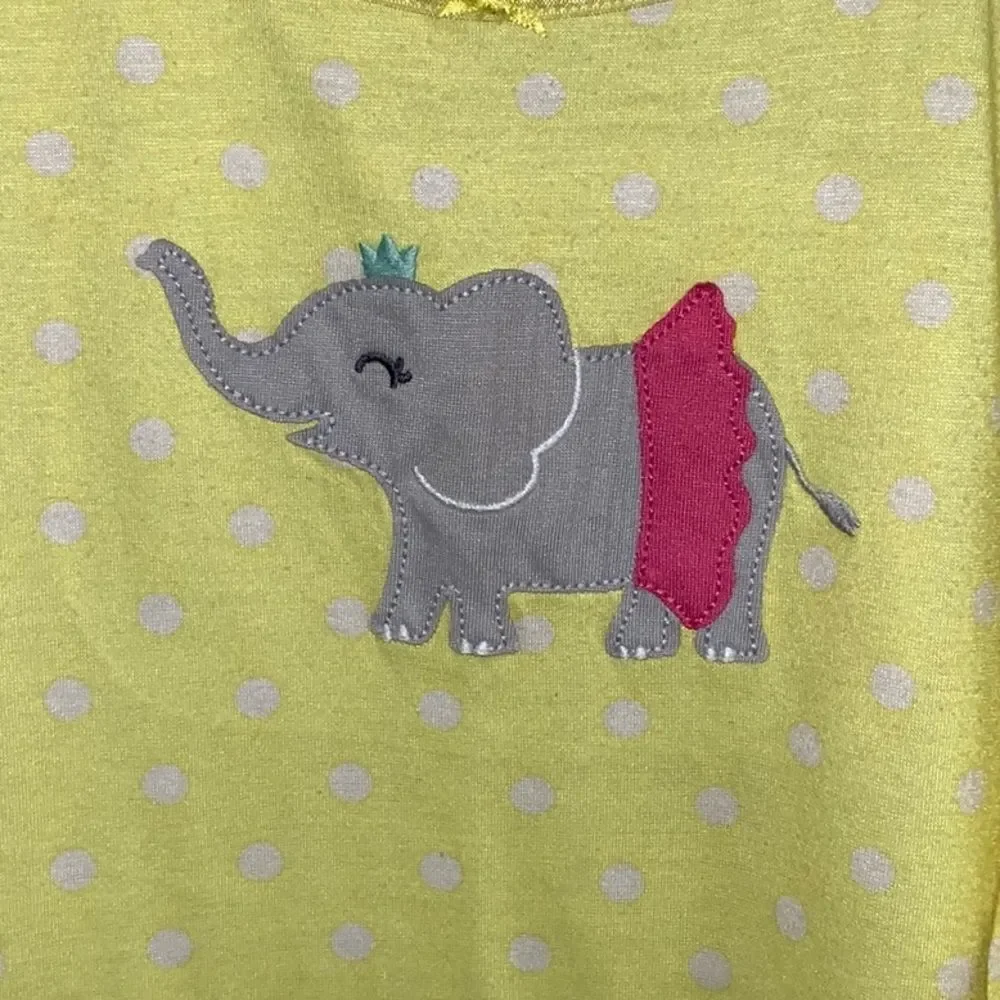 Carter's Elephant Nightgown Girls L 10 12 Yellow Polka Dot Ruffle Sleep Gown Pjs